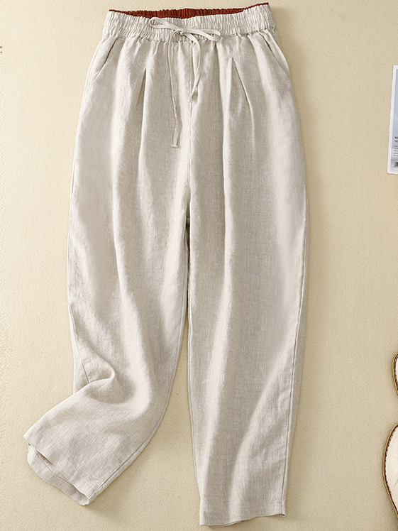 Pantalons Femmes Décontracté Plain Printemps / Automne Coton Naturel Aucune élasticité Ample Long Droit