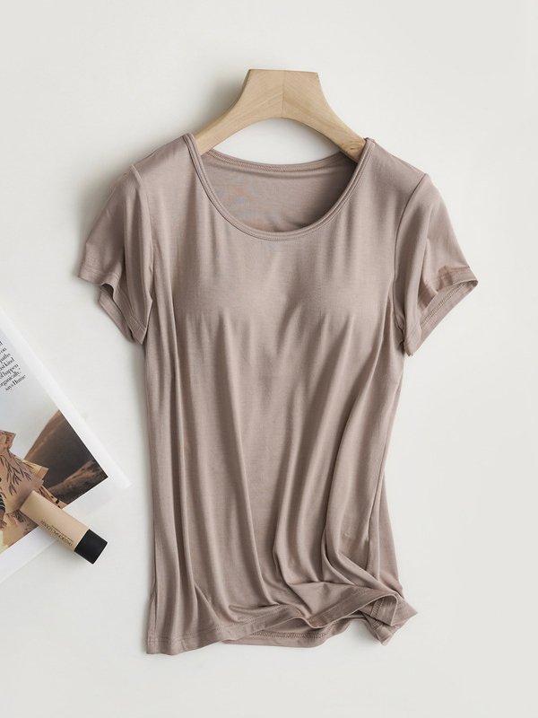 T-shirts Femmes Décontracté Plain Été Quotidien Ample Manches Courtes Régulier Régulier Élasticité moyenne