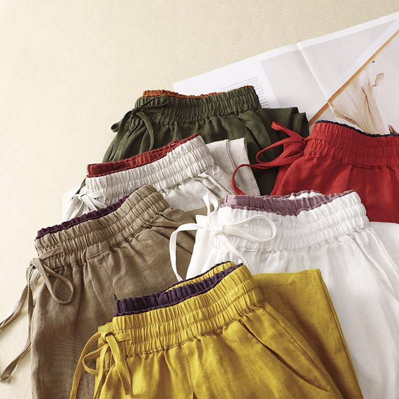 Pantalons Femmes Décontracté Plain Printemps / Automne Coton Naturel Aucune élasticité Ample Long Droit