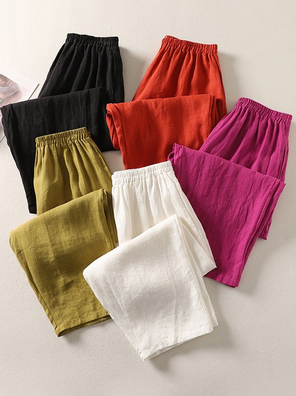 Pantalons Femmes Décontracté Plain Printemps / Automne Coton Naturel Aucune élasticité Quotidien Pantalon à la cheville Droit