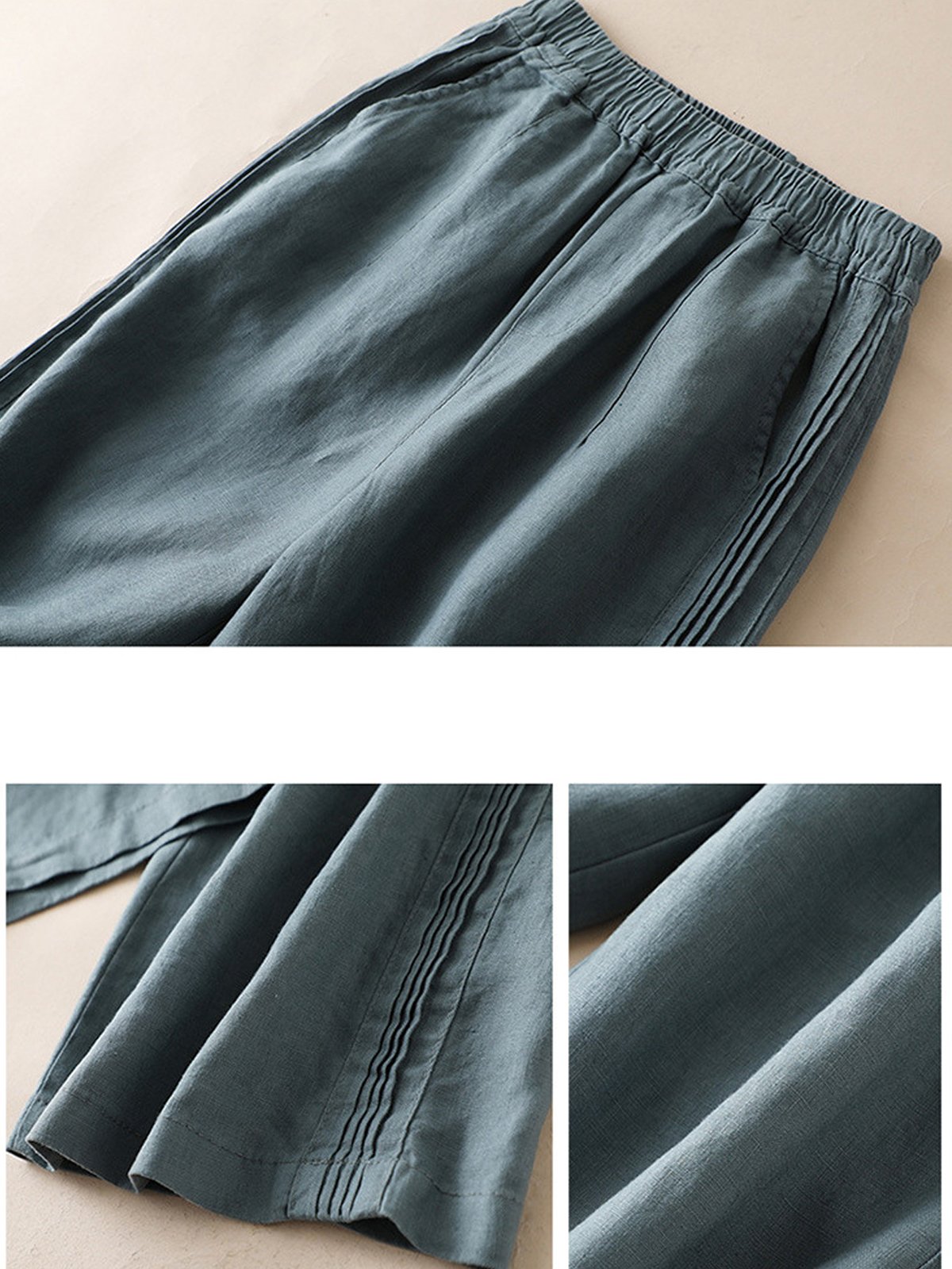 Pantalons Femmes Décontracté Plain Printemps / Automne Coton Taille Haute Aucune élasticité Ample Long Droit