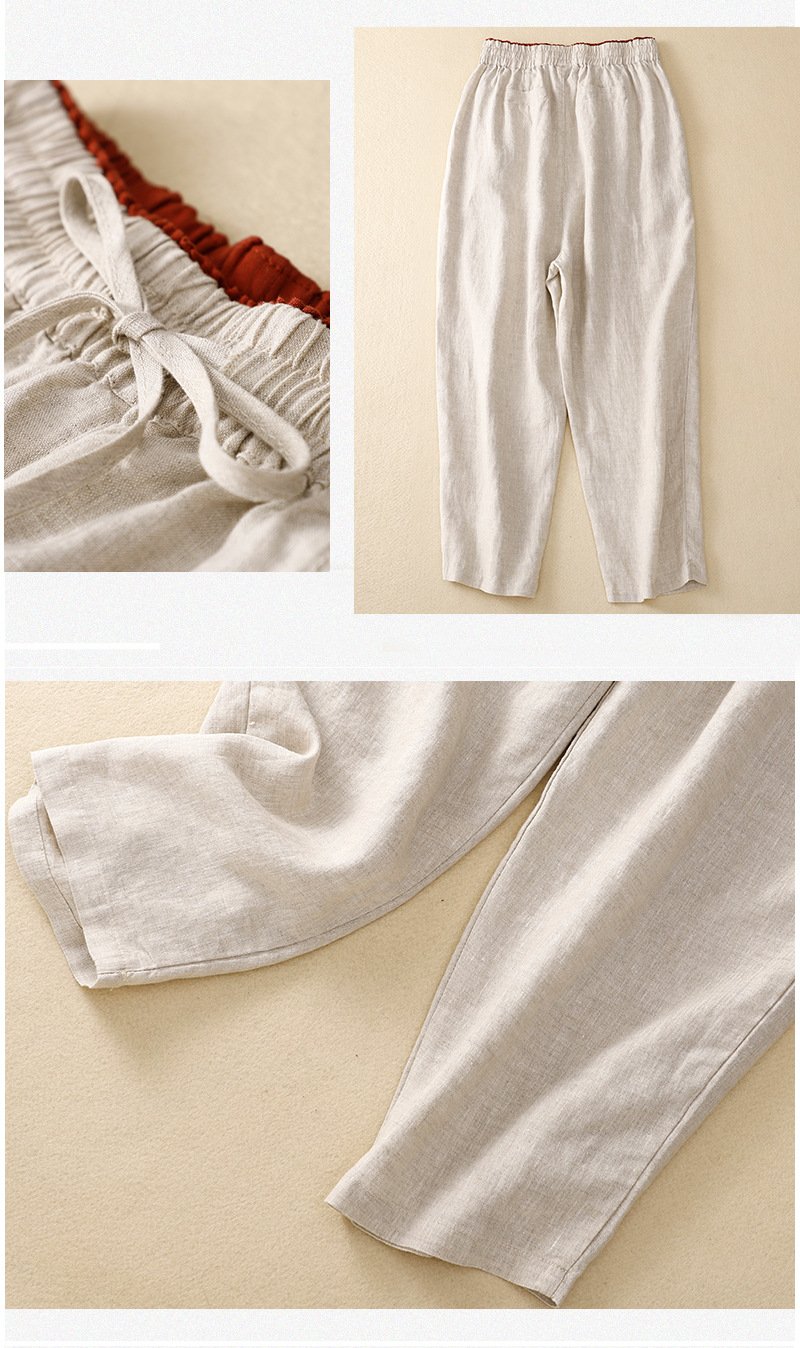 Pantalons Femmes Décontracté Plain Printemps / Automne Coton Naturel Aucune élasticité Ample Long Droit