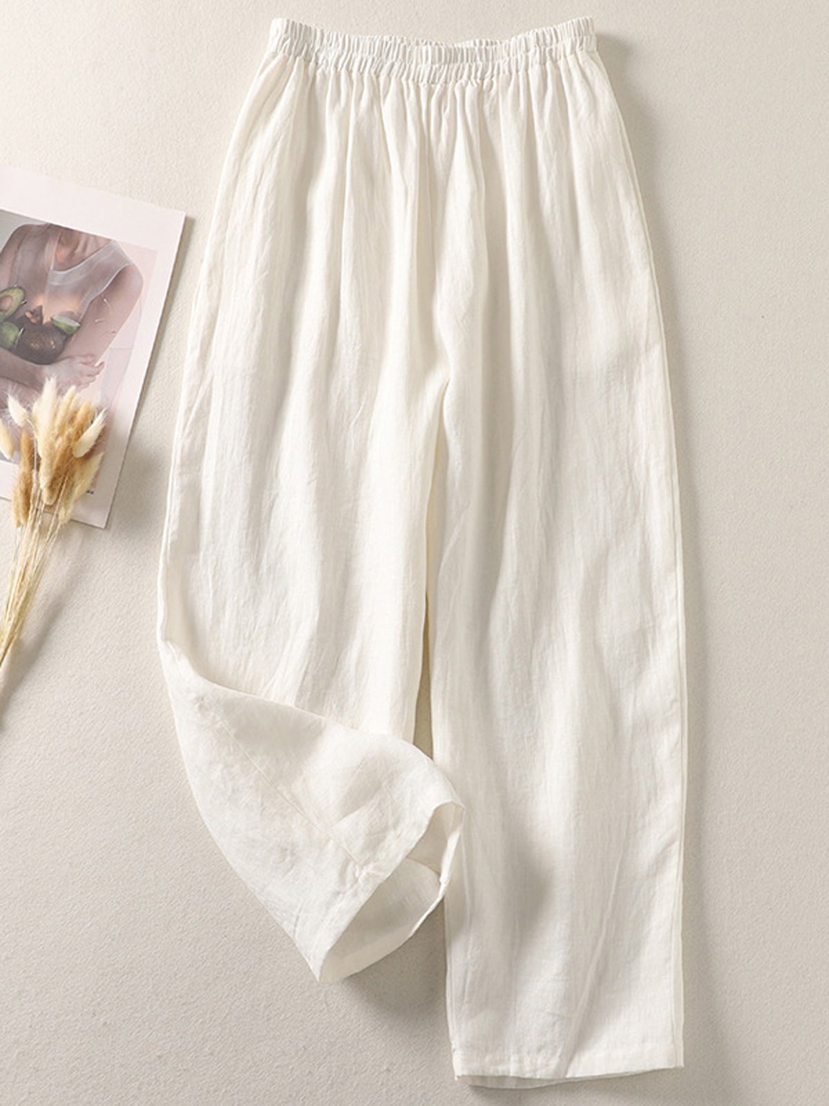 Pantalons Femmes Décontracté Plain Printemps / Automne Coton Naturel Aucune élasticité Quotidien Pantalon à la cheville Droit