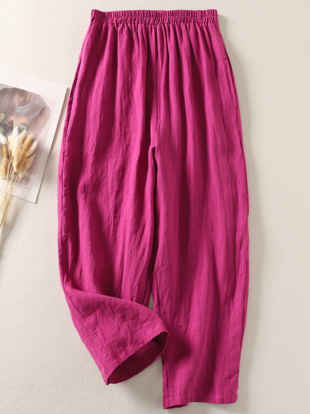 Pantalons Femmes Décontracté Plain Printemps / Automne Coton Naturel Aucune élasticité Quotidien Pantalon à la cheville Droit
