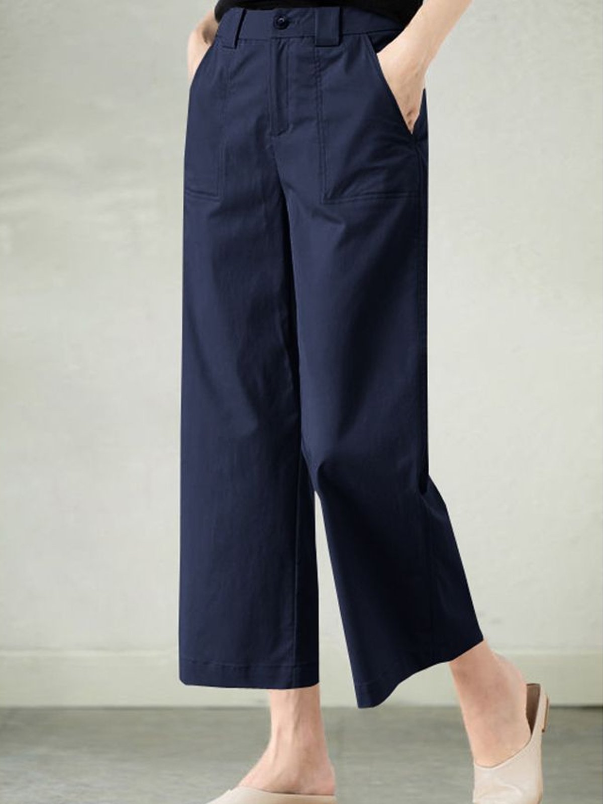 Pantalons Femmes Décontracté Plain Printemps / Automne Coton Taille Haute Quotidien Ample Long Régulier