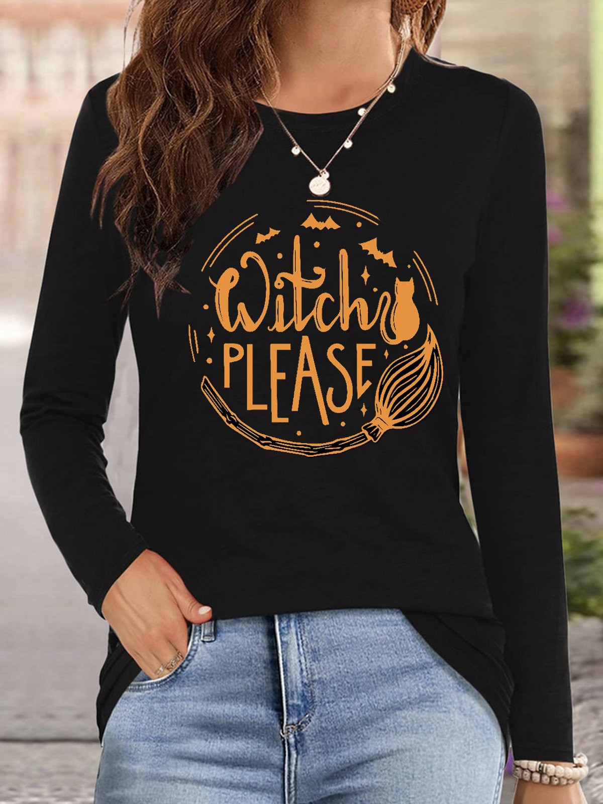 T-shirts Femmes Décontracté Printemps / Automne Imprimé de Lettre Motif Micro-élasticité Quotidien Ample Manches Longues Col Rond Régulier