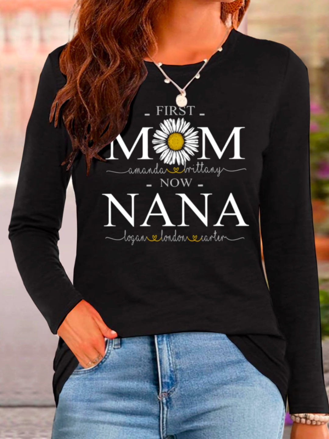 T-shirts Femmes Décontracté Printemps / Automne Imprimé de Lettre Motif Micro-élasticité Quotidien Manches Longues Col Rond Régulier Droit