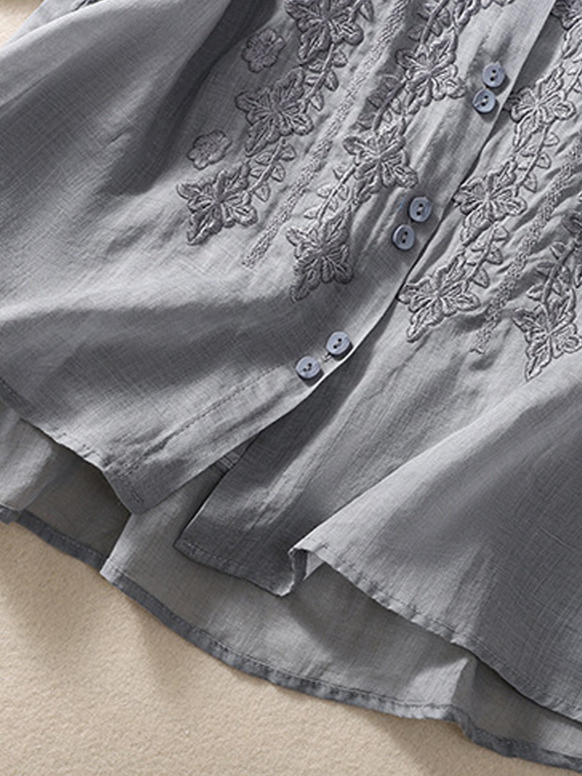 Chemisiers1 Femmes Décontracté Plain Printemps / Automne Aucune élasticité Coton Et Lin Régulier Droit Régulier Col de Chemise