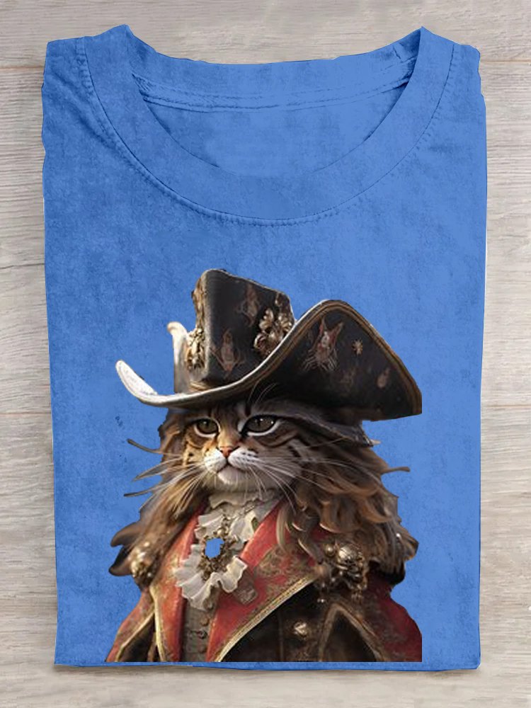 T-shirts Décontracté Été Chat Ample Manches Courtes Col Rond Droit Régulier Élasticité moyenne pour Femmes