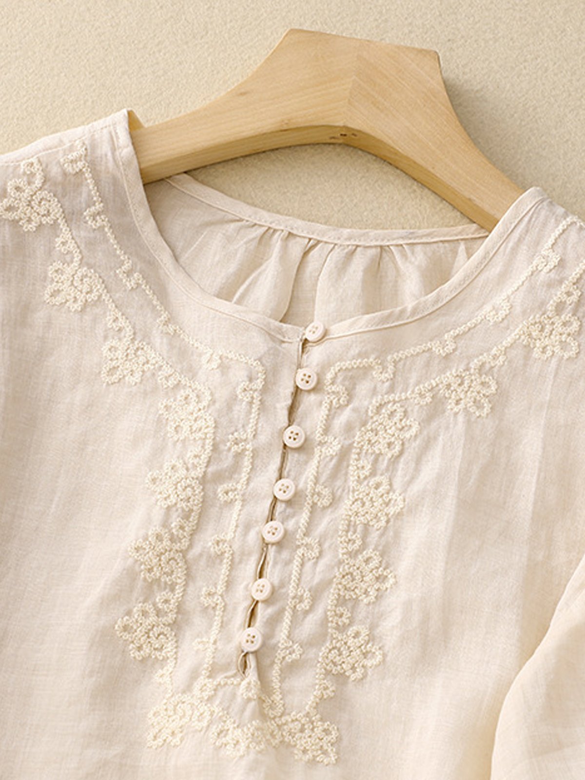Chemisiers1 Femmes Décontracté Plain Printemps / Automne Quotidien Ample Coton Et Lin Régulier Régulier Col de Chemise