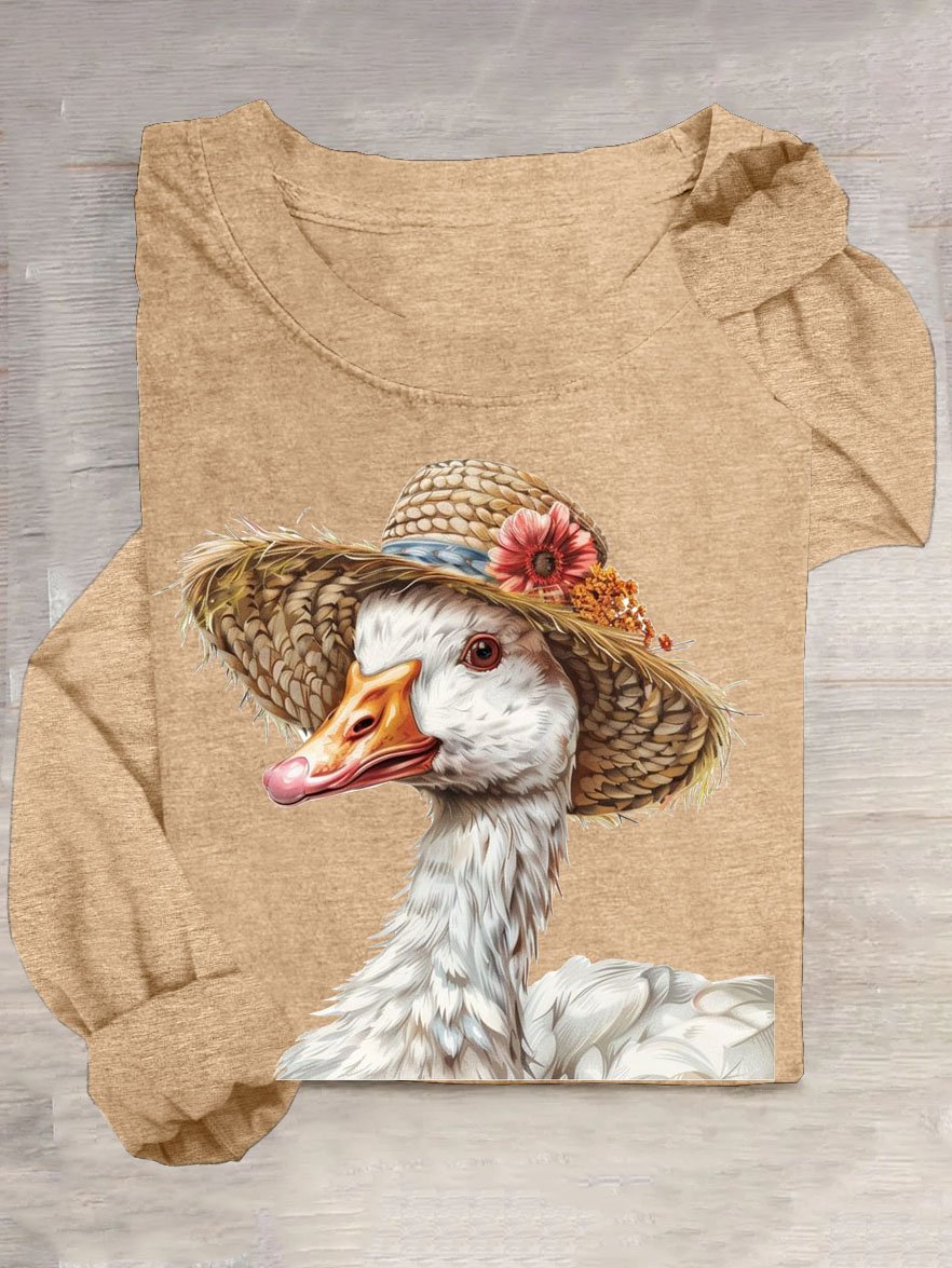 T-shirts Femmes Décontracté Imprimé d'Animal Printemps / Automne Col Rond en Mélangé de Coton Régulier Régulier Élasticité moyenne Oui
