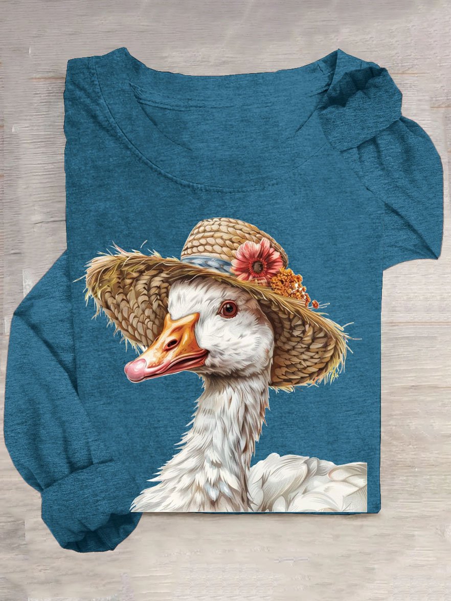 T-shirts Femmes Décontracté Imprimé d'Animal Printemps / Automne Col Rond en Mélangé de Coton Régulier Régulier Élasticité moyenne Oui