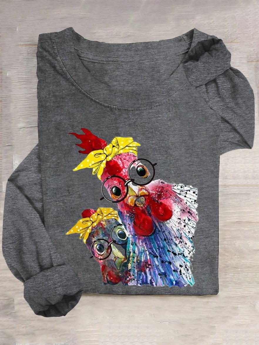 T-shirts Femmes Décontracté Imprimé d'Animal Printemps / Automne Quotidien Ample en Mélangé de Coton Droit Élasticité moyenne Oui