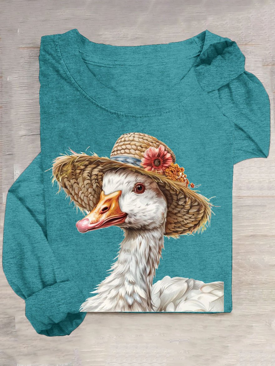 T-shirts Femmes Décontracté Imprimé d'Animal Printemps / Automne Col Rond en Mélangé de Coton Régulier Régulier Élasticité moyenne Oui