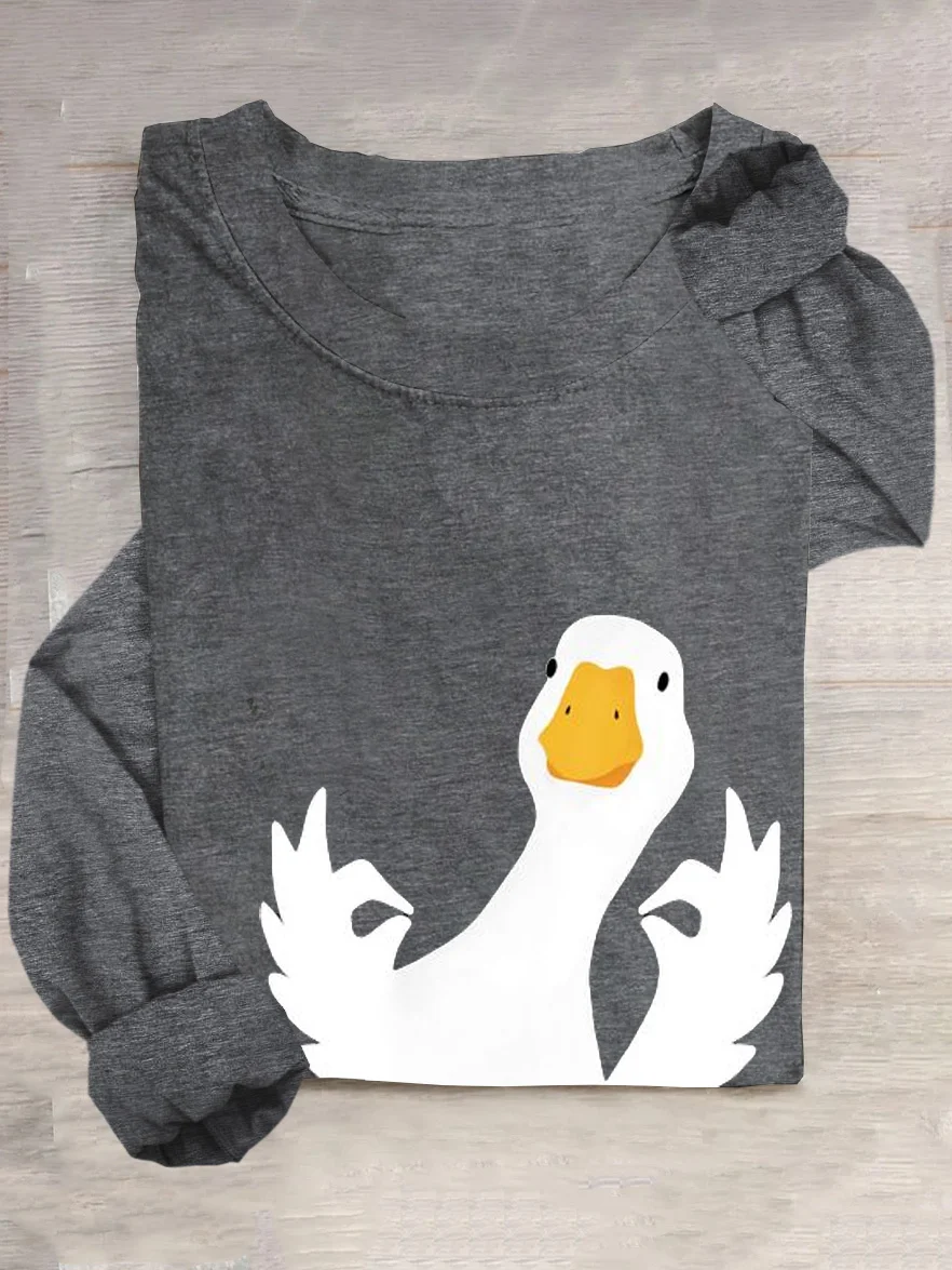 T-shirts Femmes Décontracté Imprimé d'Animal Printemps / Automne Manches Longues Col Rond en Mélangé de Coton Régulier Élasticité moyenne Oui