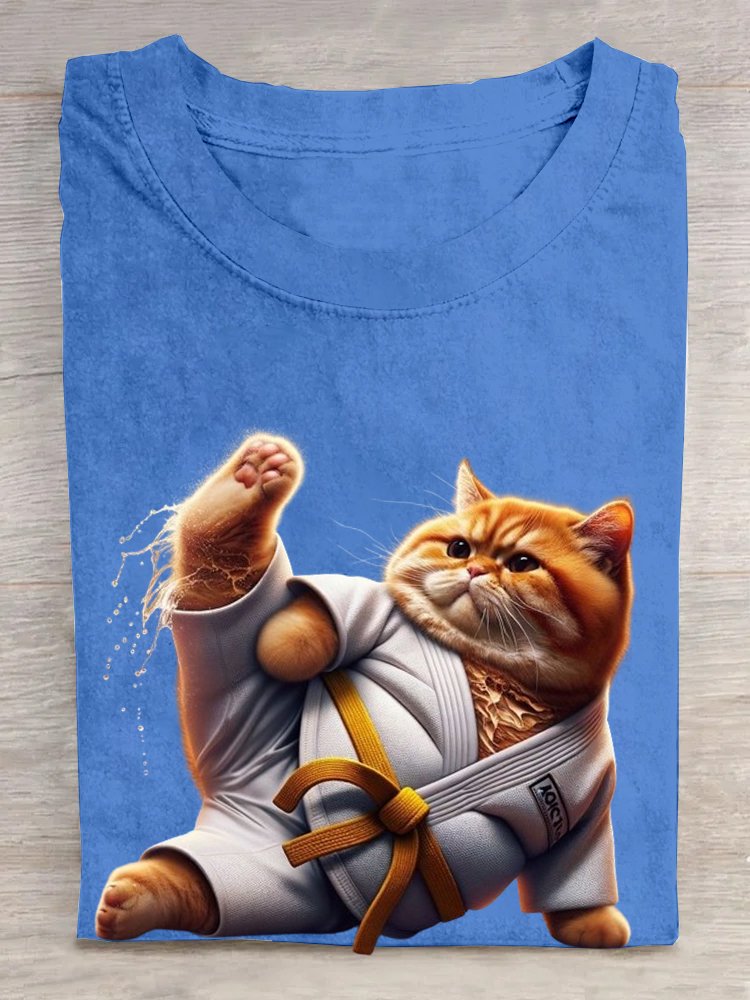 T-shirts Décontracté Chat Été Manches Courtes Col Rond Régulier Droit Régulier Élasticité moyenne pour Femmes