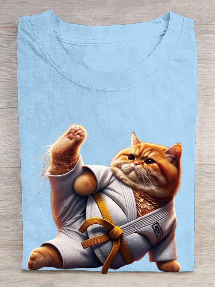 T-shirts Décontracté Chat Été Manches Courtes Col Rond Régulier Droit Régulier Élasticité moyenne pour Femmes