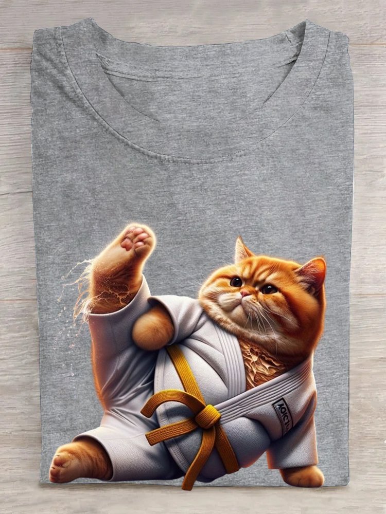 T-shirts Décontracté Chat Été Manches Courtes Col Rond Régulier Droit Régulier Élasticité moyenne pour Femmes