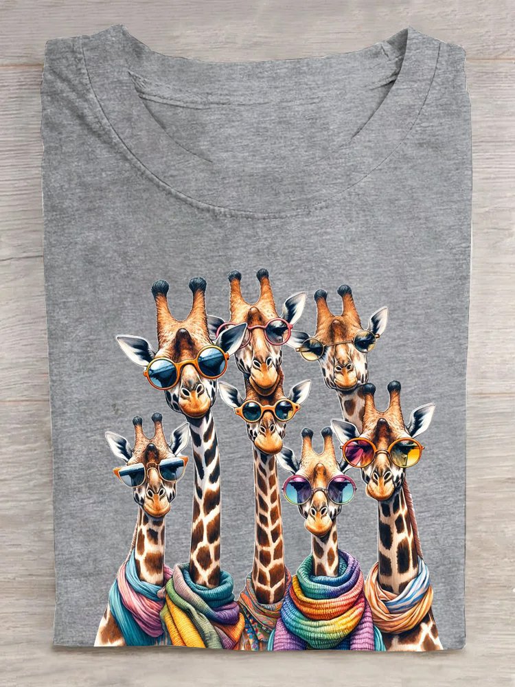 T-shirts Décontracté Imprimé d'Animal Été Coton Ample Col Rond Droit Élasticité moyenne Oui pour Femmes