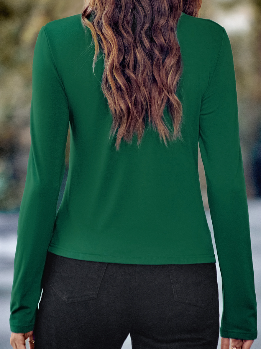 T-shirts Femmes Décontracté Plain Printemps / Automne Ample Col Rond Régulier Droit Boucle Régulier