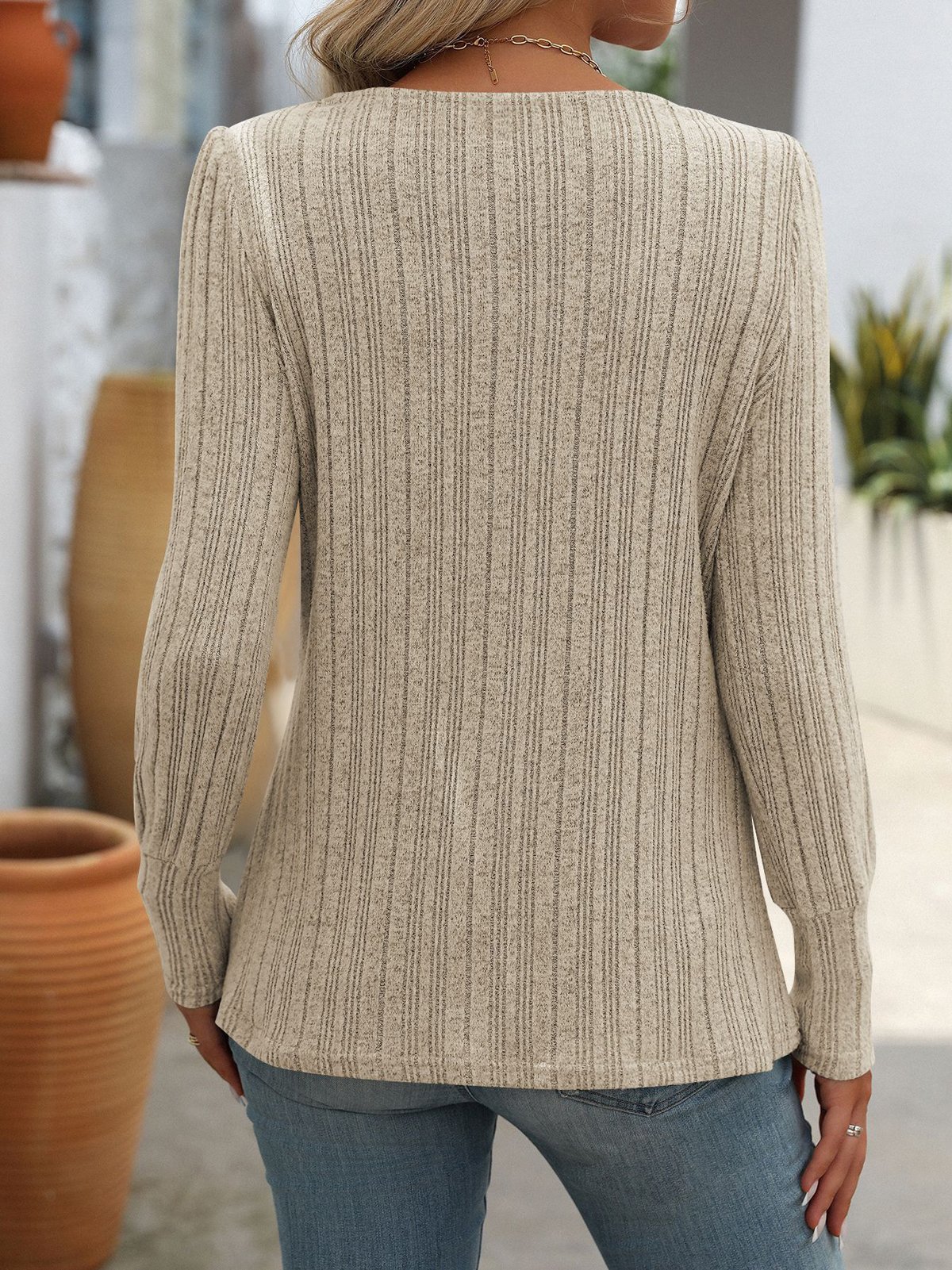 T-shirts Décontracté Plain Printemps / Automne Polyester Col Carré Micro-élasticité Ample Régulier Boucle pour Femmes