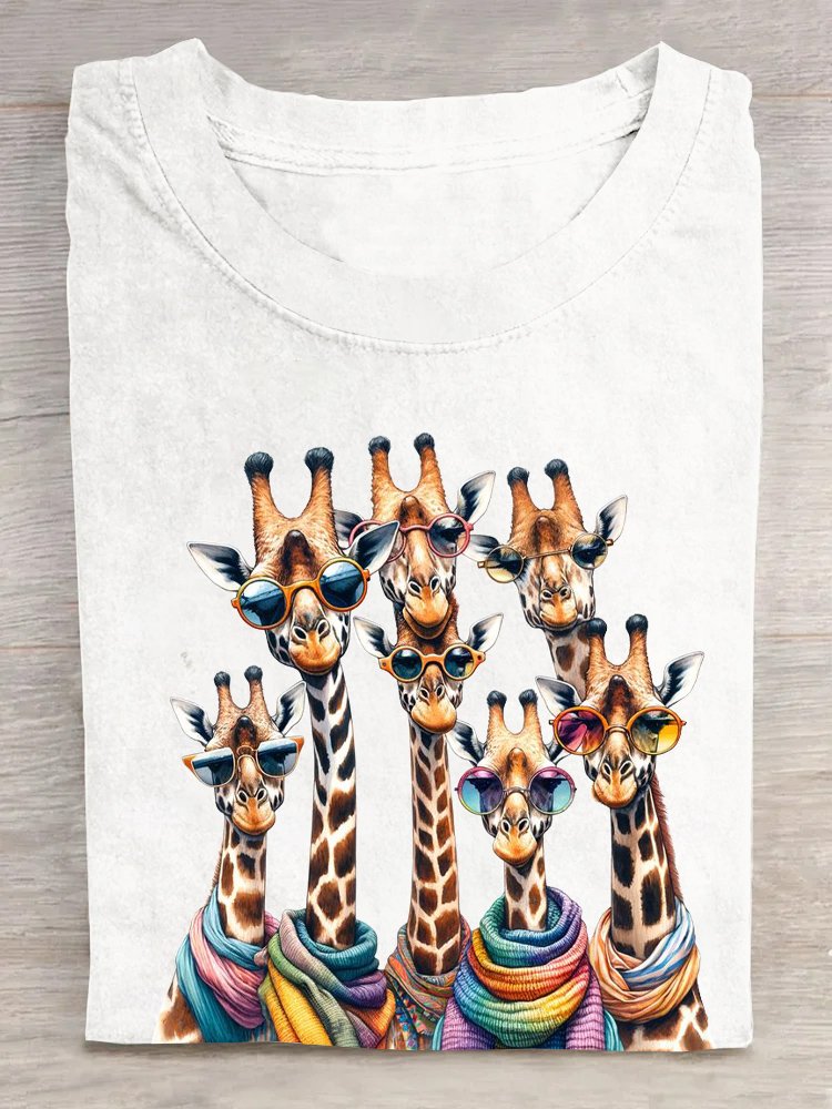T-shirts Décontracté Imprimé d'Animal Été Coton Ample Col Rond Droit Élasticité moyenne Oui pour Femmes