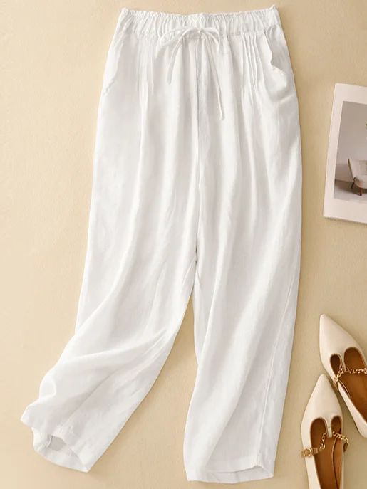 Pantalons Femmes Décontracté Plain Printemps / Automne Coton Aucune élasticité Quotidien Ample Long Régulier