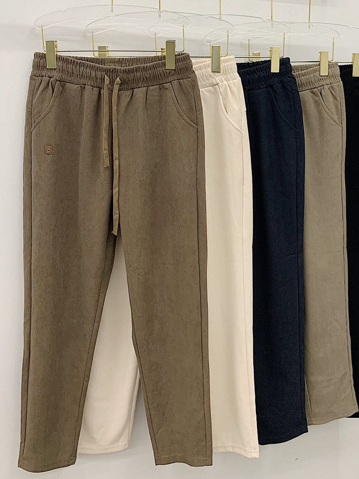 Pantalons Décontracté Plain Printemps / Automne Coton Taille Élastique Pantalon à la cheville Pantalons Harem Droit Poche Couture pour Femmes