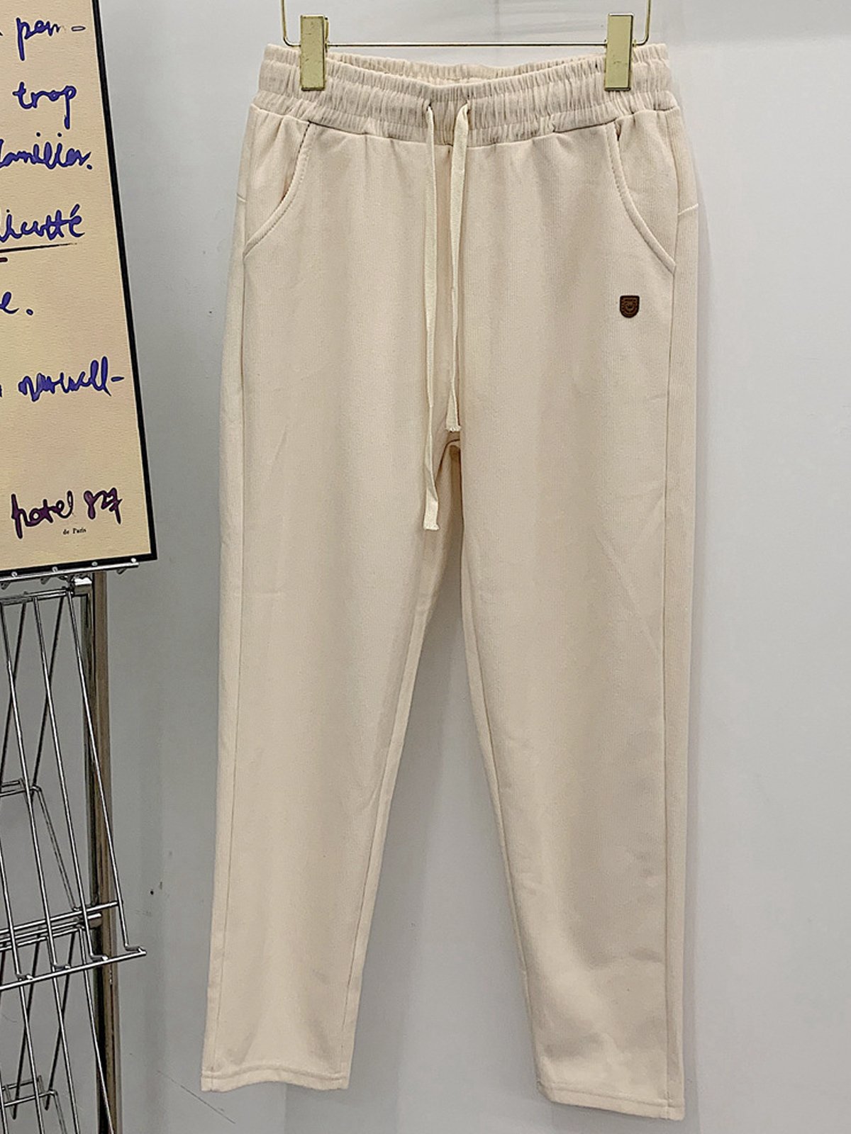 Pantalons Décontracté Plain Printemps / Automne Coton Taille Élastique Pantalon à la cheville Pantalons Harem Droit Poche Couture pour Femmes