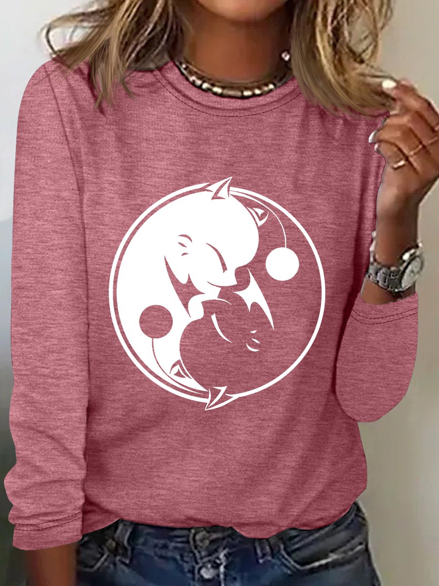 Chemisiers1 Femmes Décontracté Imprimé d'Animal Printemps / Automne Quotidien Jersey Meilleure vente Col Rond Régulier Droit