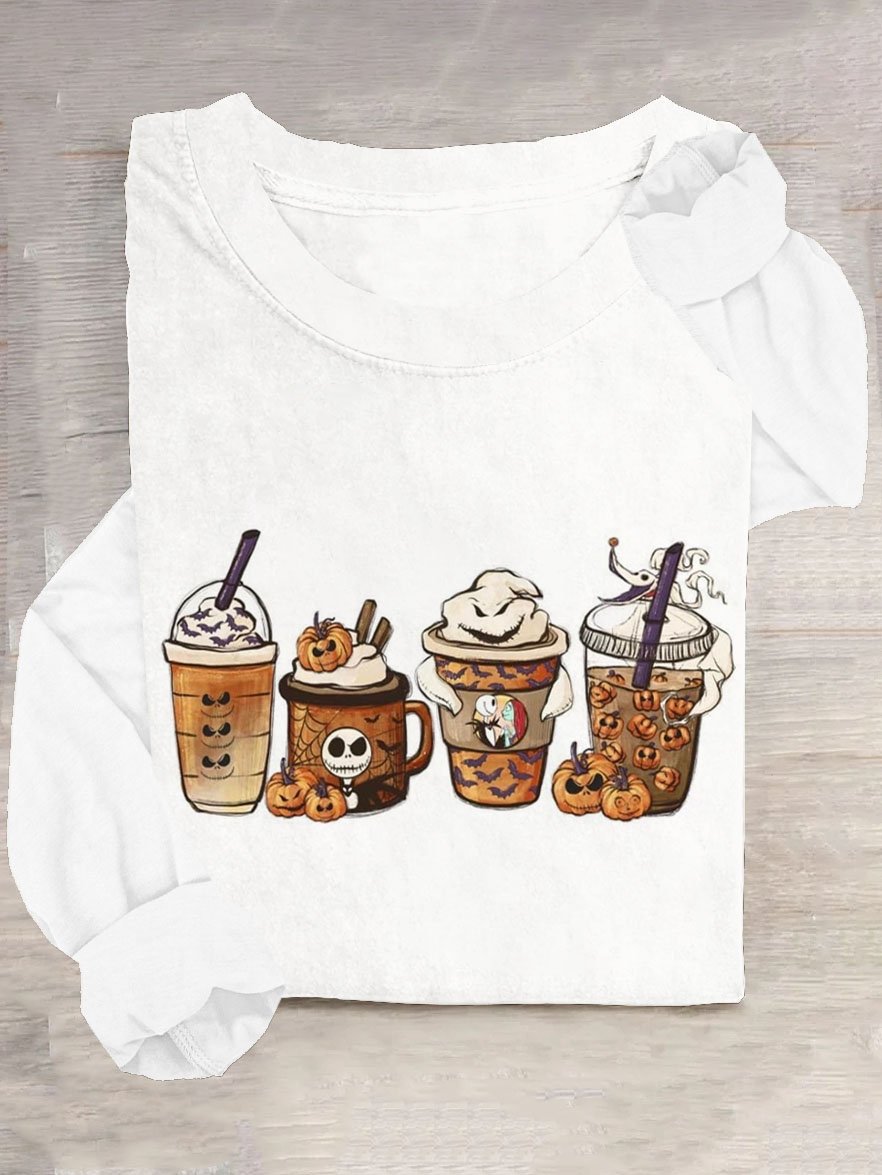 T-shirts Décontracté Printemps / Automne Toussaint Quotidien Toussaint en Mélangé de Coton Régulier Élasticité moyenne Oui pour Femmes