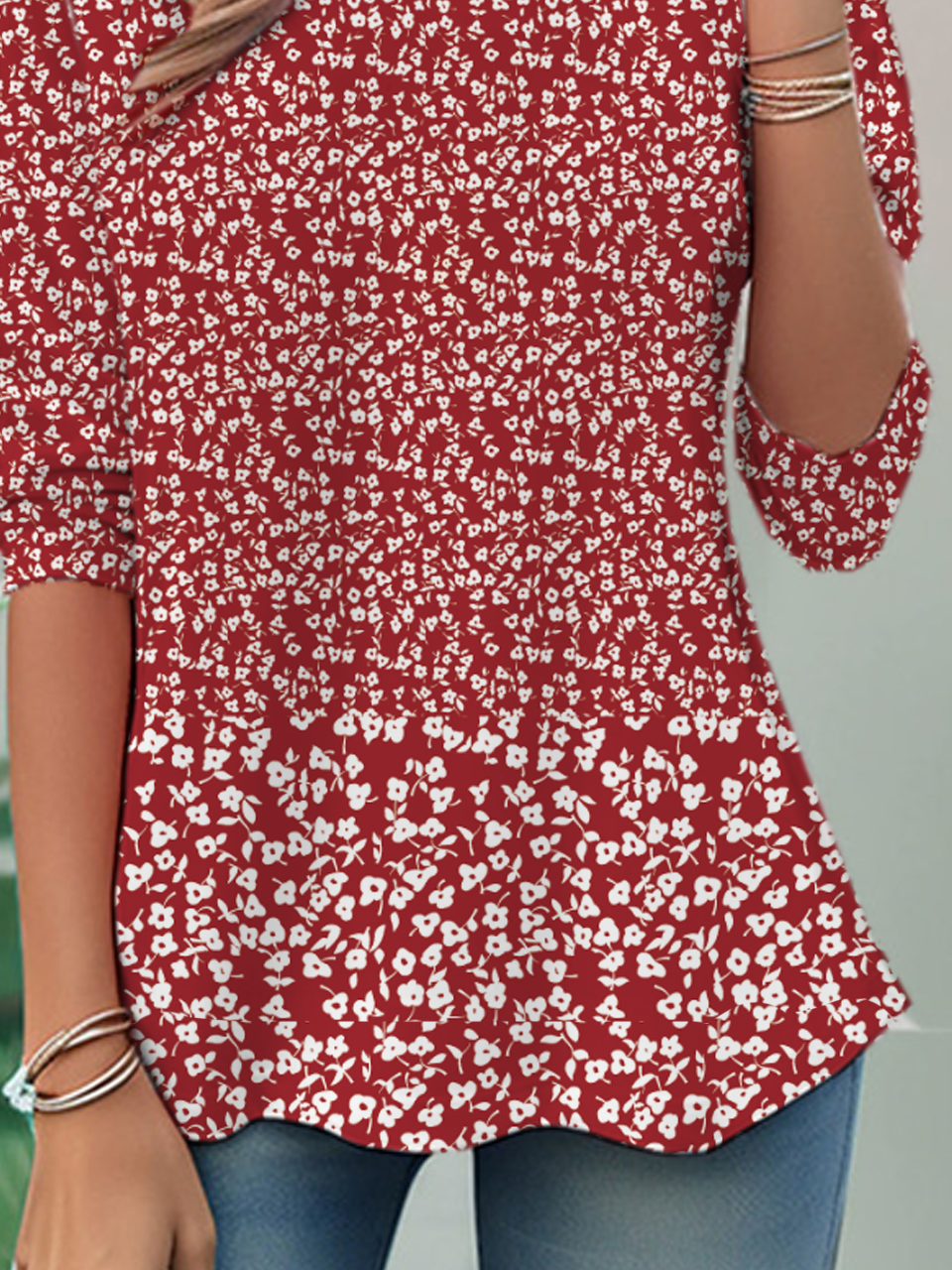 T-shirts Femmes Décontracté Floral Printemps / Automne Aucune élasticité Ample Manches Longues Régulier Régulier Non