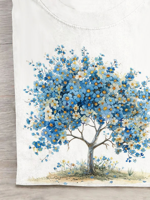 T-shirts Femmes Décontracté Floral Été Ample Manches Courtes Col Rond Régulier Élasticité moyenne Oui