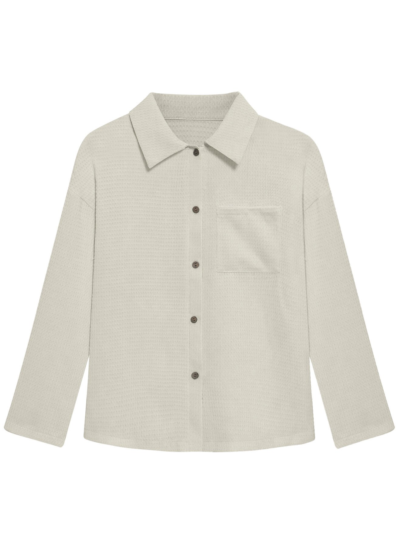 Micro-élasticité Col de Chemise Manches trois quarts Régulier Plain Blouson Zip pour Femmes