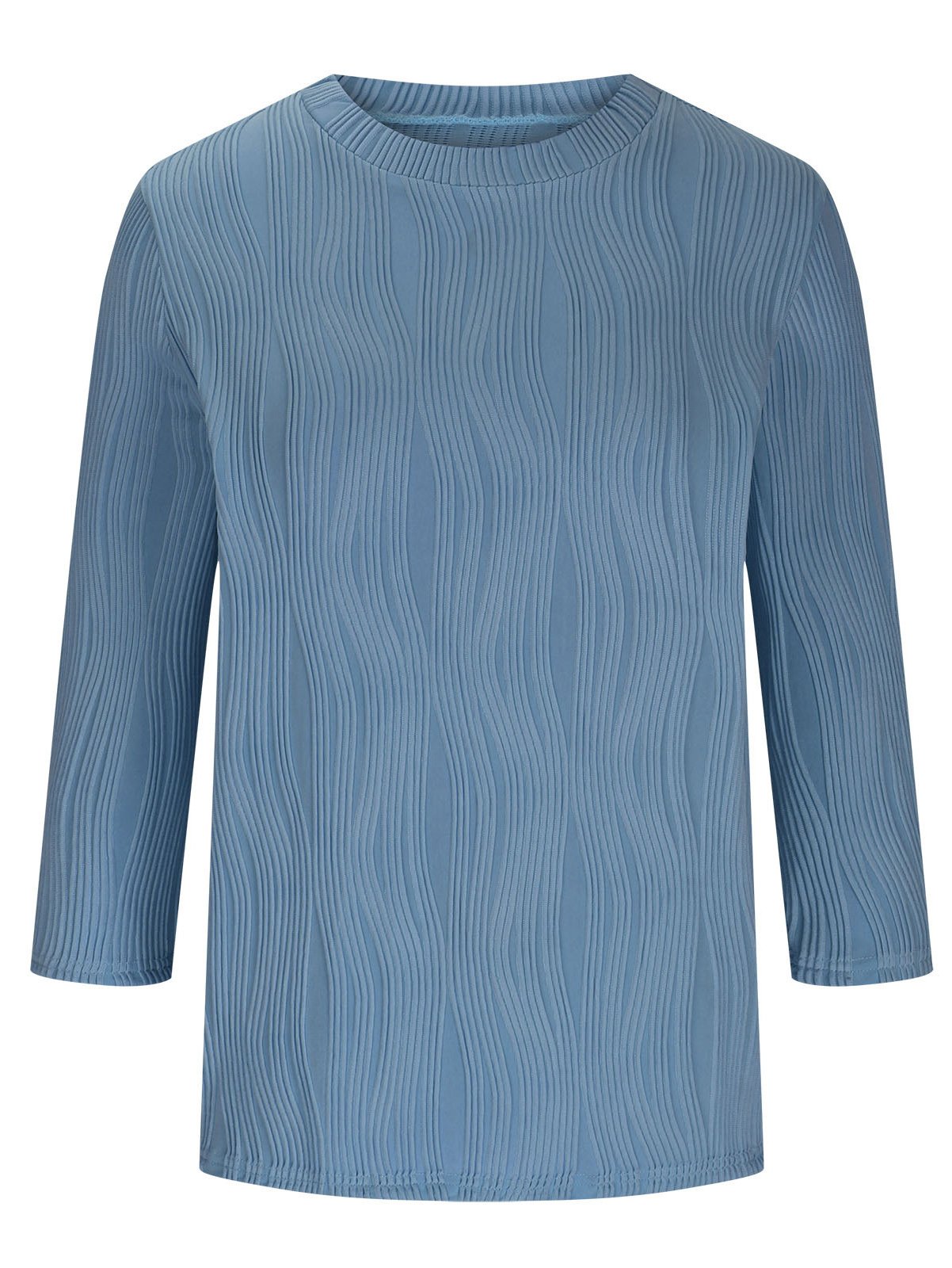 T-shirts Femmes Décontracté Plain Printemps / Automne Jacquard Jacquard Quotidien Col Rond Droit Régulier