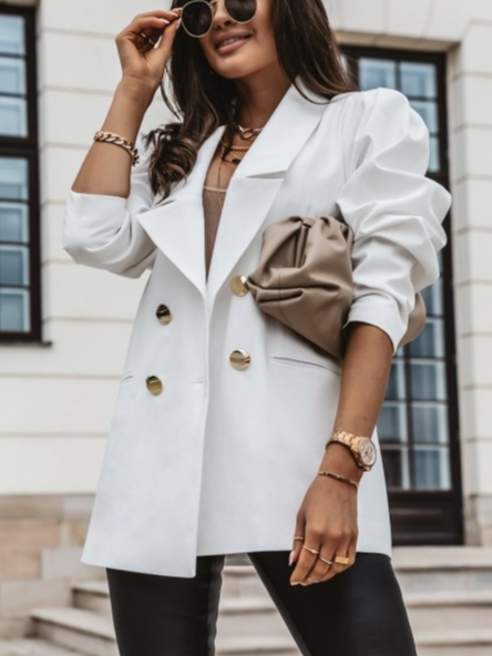 Manches Longues Régulier Plain Blazer pour Femmes