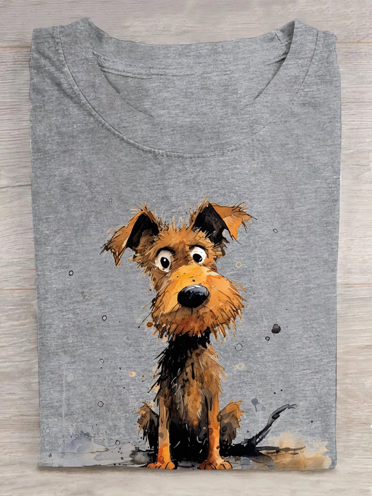T-shirts Femmes Décontracté Été Chien Coton Quotidien Manches Courtes Col Rond Régulier Élasticité moyenne