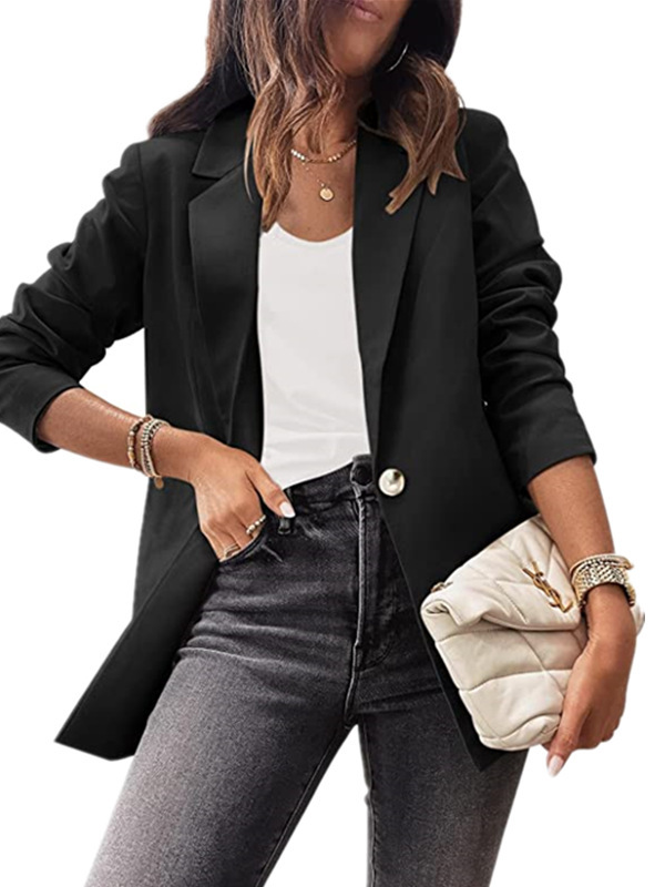 Manches Longues Régulier Plain Blazer pour Femmes