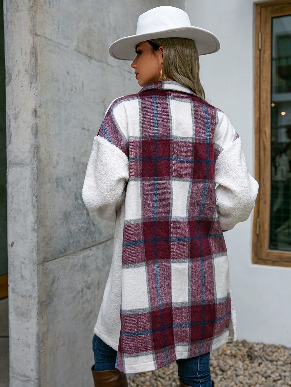 Micro-élasticité Manches Longues Régulier Plaid Blouson Zip pour Femmes