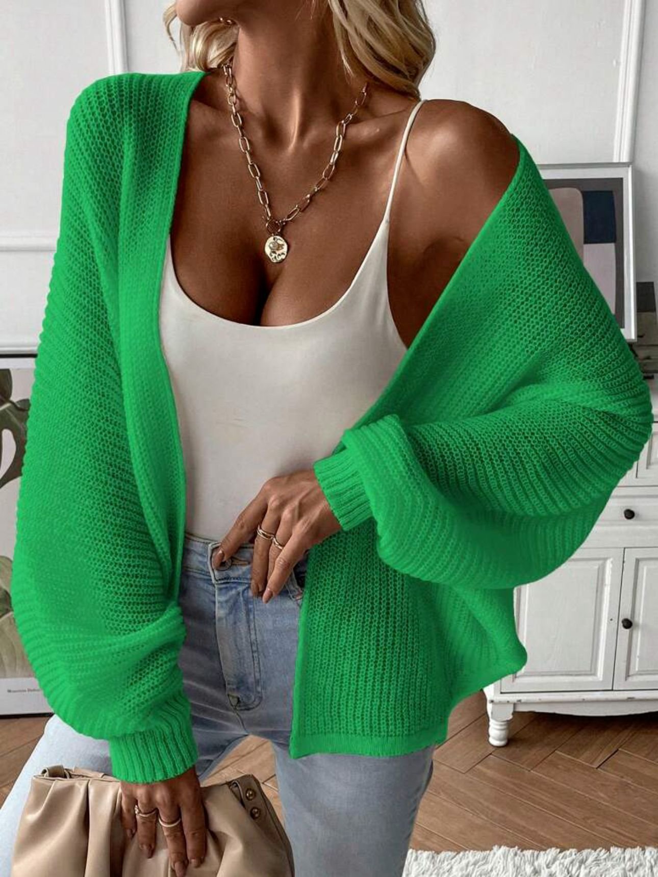 Cardigans Femmes Décontracté Plain Hiver Micro-élasticité Quotidien Ample Manches Longues Laine/Tricot Mi-long