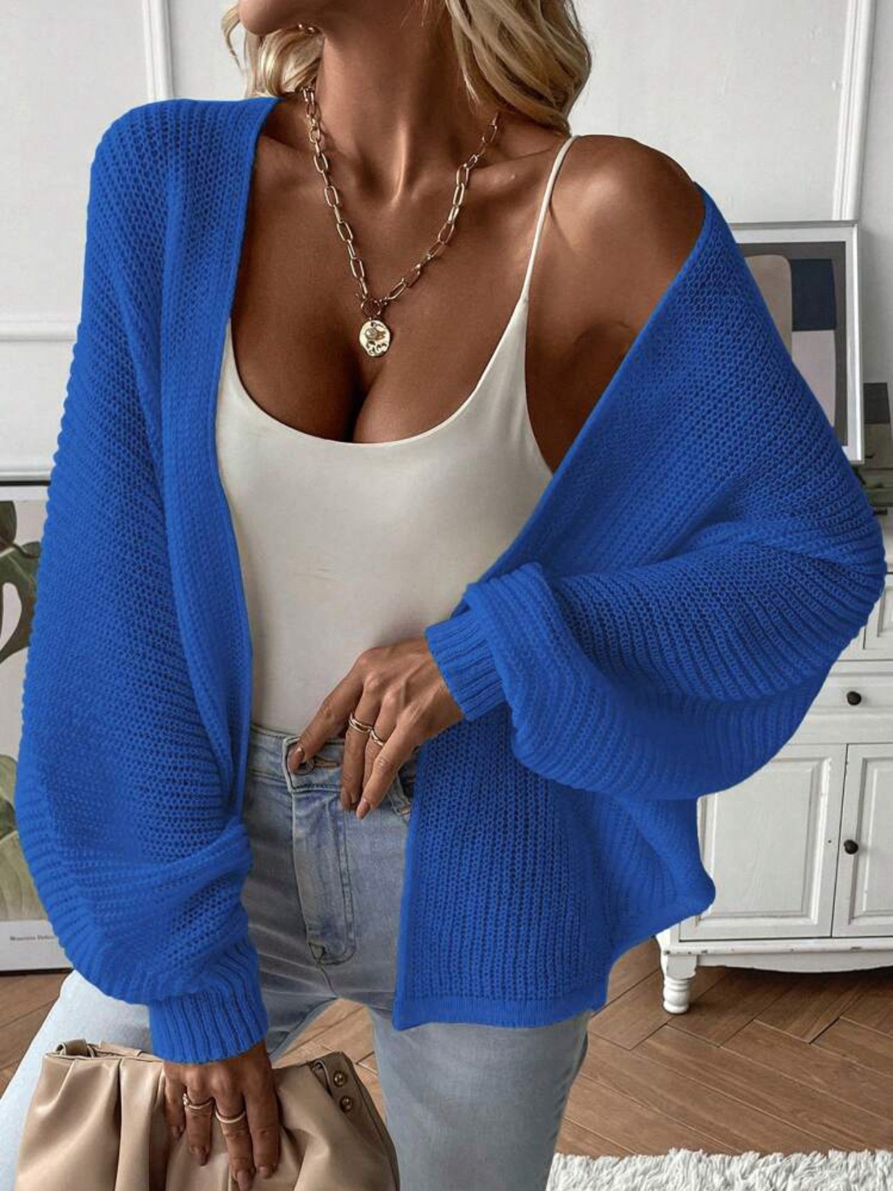 Cardigans Femmes Décontracté Plain Hiver Micro-élasticité Quotidien Ample Manches Longues Laine/Tricot Mi-long