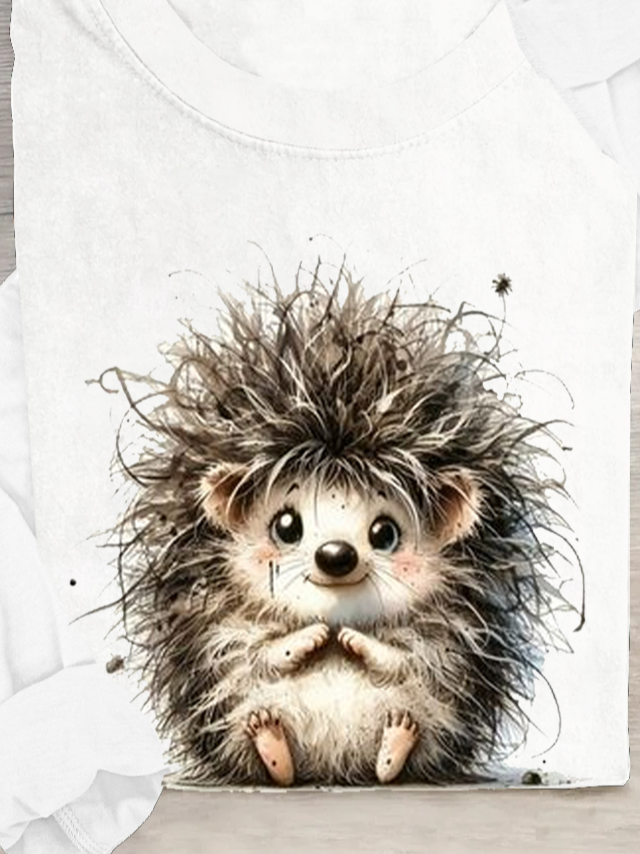 T-shirts Femmes Décontracté Imprimé d'Animal Printemps / Automne Quotidien en Mélangé de Coton Régulier Régulier Élasticité moyenne Oui