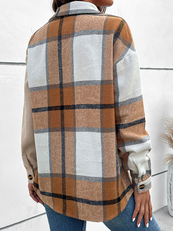 Sweat-shirts Décontracté Printemps / Automne Plaid Polyester Ample Manches Longues Régulier Droit Régulier pour Femmes