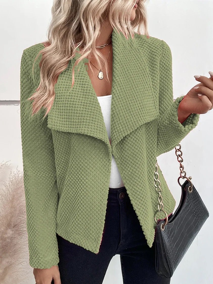 Micro-élasticité Manches Longues Régulier Plain Blouson Zip pour Femmes