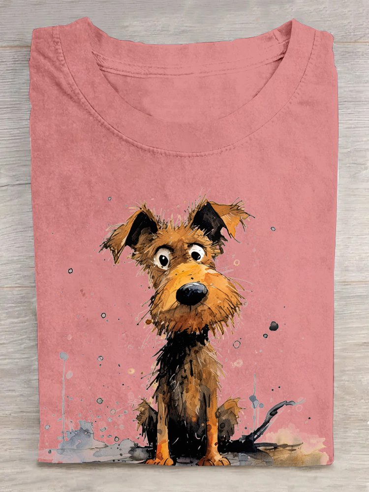 T-shirts Femmes Décontracté Été Chien Coton Quotidien Manches Courtes Col Rond Régulier Élasticité moyenne