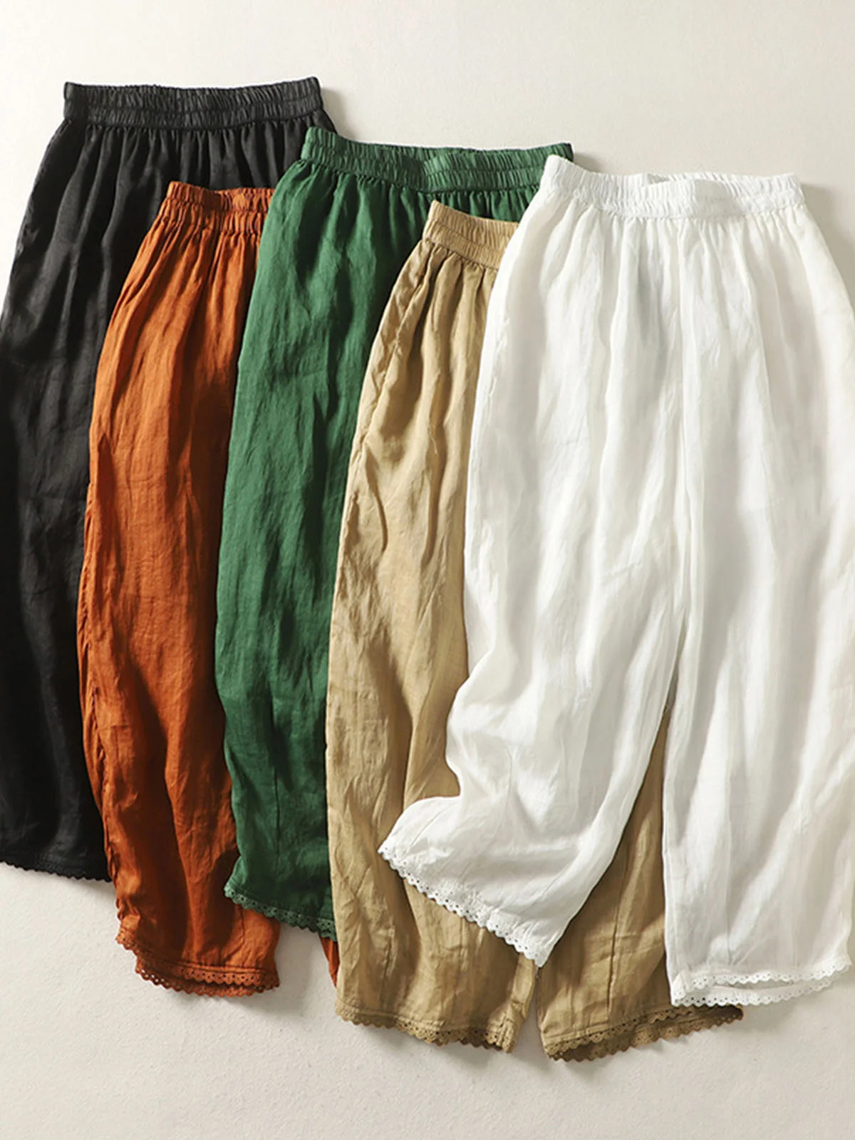Pantalons Décontracté Plain Printemps / Automne Coton Naturel Quotidien Ample Pantalon à la cheville Droit pour Femmes