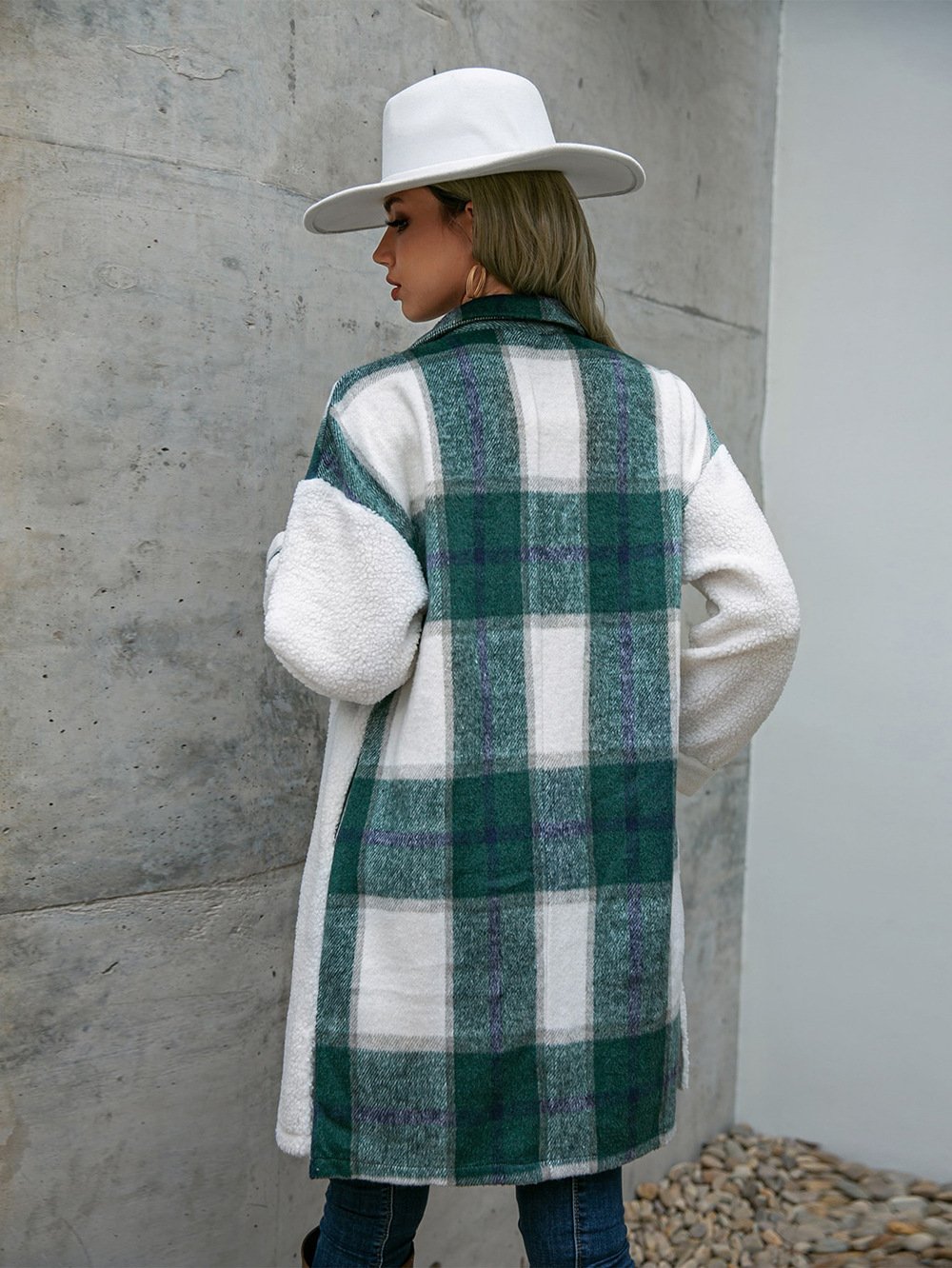 Micro-élasticité Manches Longues Régulier Plaid Blouson Zip pour Femmes