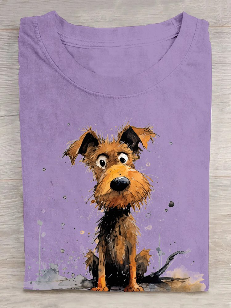 T-shirts Femmes Décontracté Été Chien Coton Quotidien Manches Courtes Col Rond Régulier Élasticité moyenne