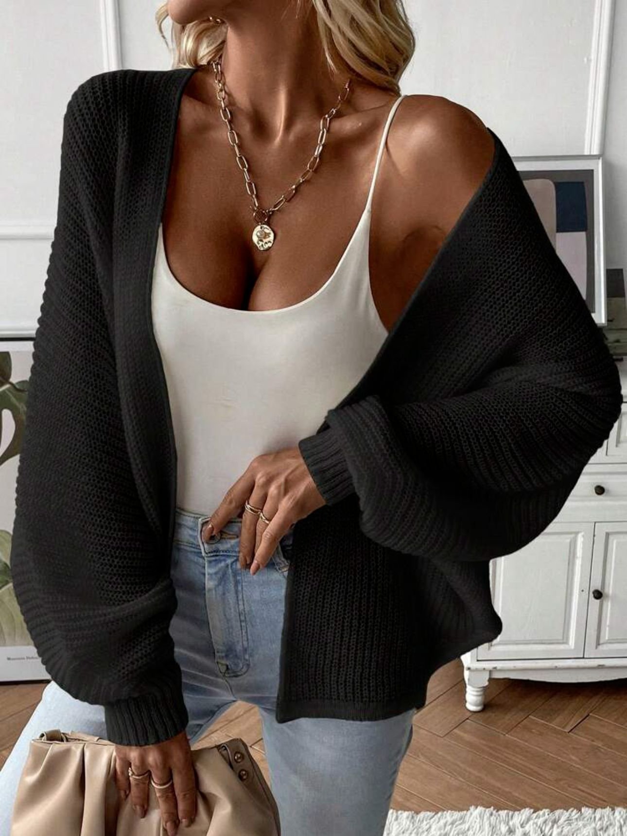Cardigans Femmes Décontracté Plain Hiver Micro-élasticité Quotidien Ample Manches Longues Laine/Tricot Mi-long