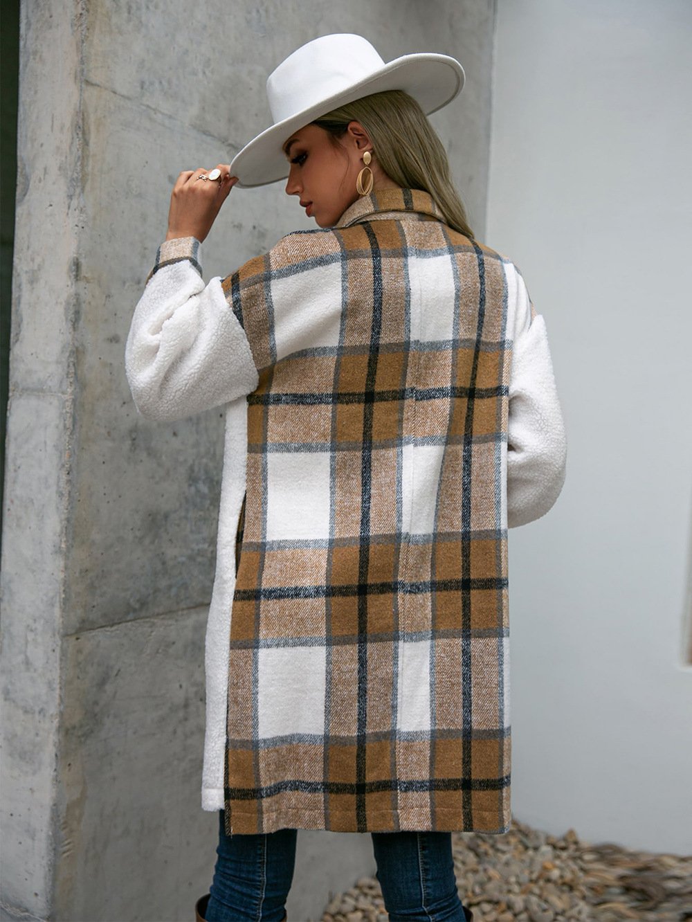 Micro-élasticité Manches Longues Régulier Plaid Blouson Zip pour Femmes